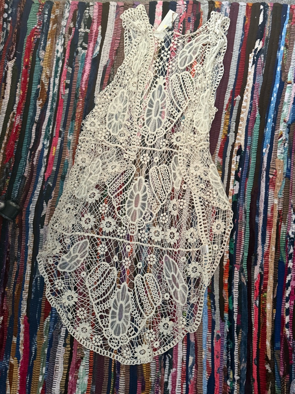 Woven Heart Crochet Maxi Dress in Cream
